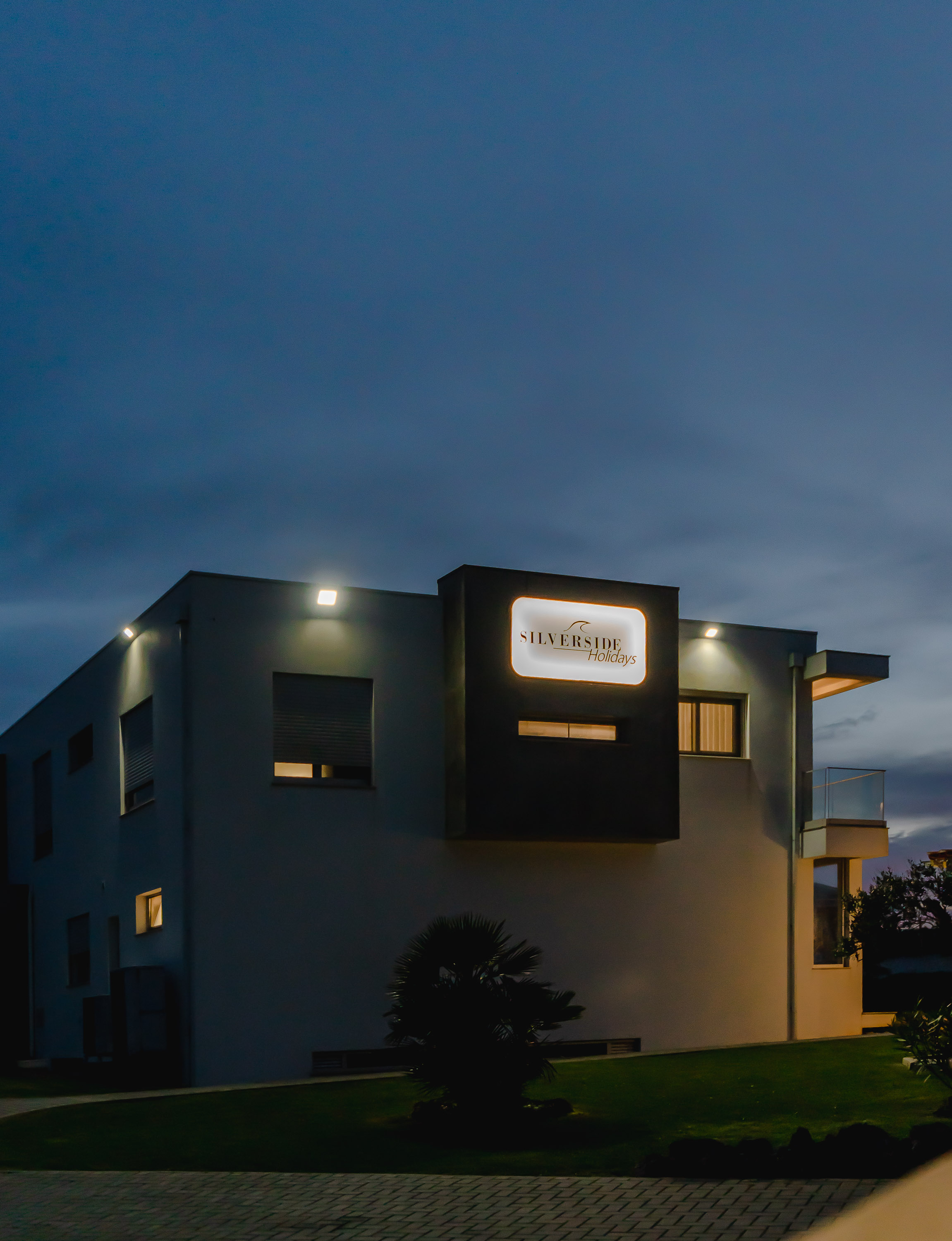 Front entrance at night